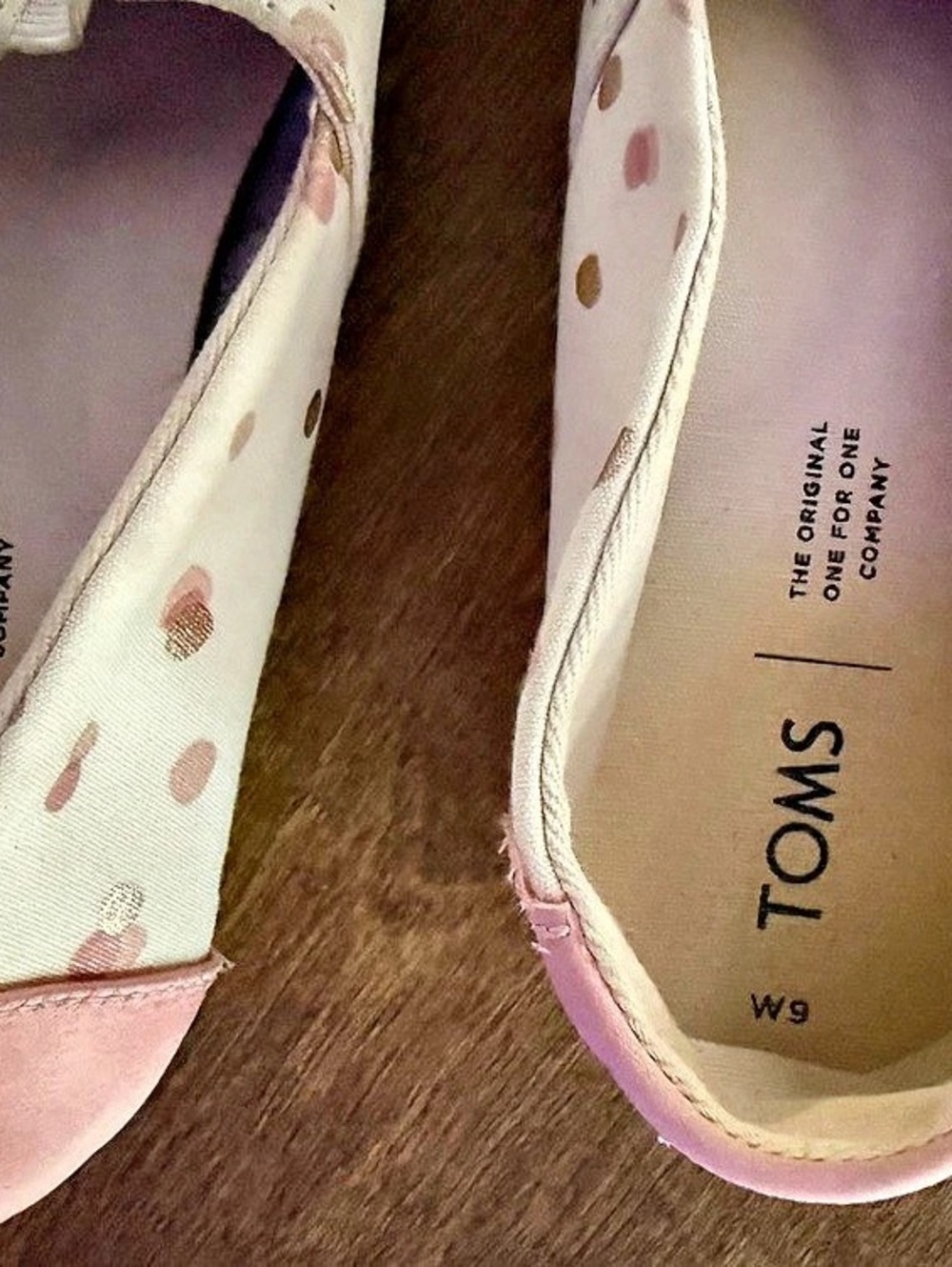 TOMS Alpargata Classic Drizzle Grey/Rose Gold Foil Polka Dot Polka Dot Slip-On - Picture 2 of 5